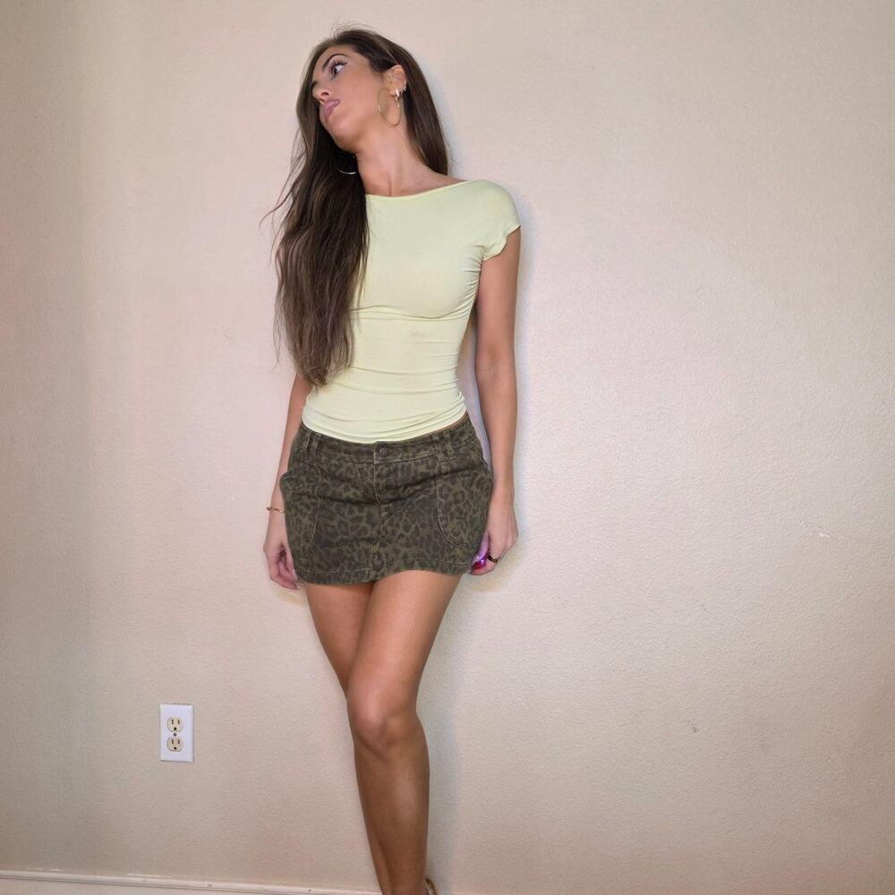 Windsor camo denim skirt with